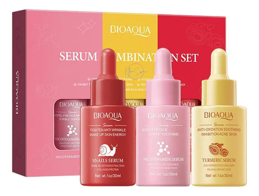 Kit de Serum Faciales X3 Nicontinamida Curcuma Caracol Bioaqua